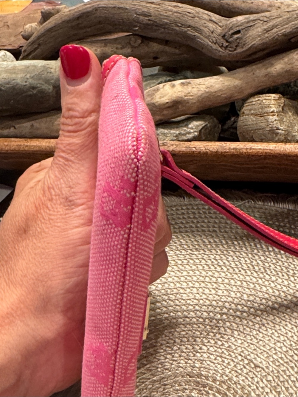 Dooney & Bourke Hot Pink Logo Zip Wristlet - Picture 6 of 10